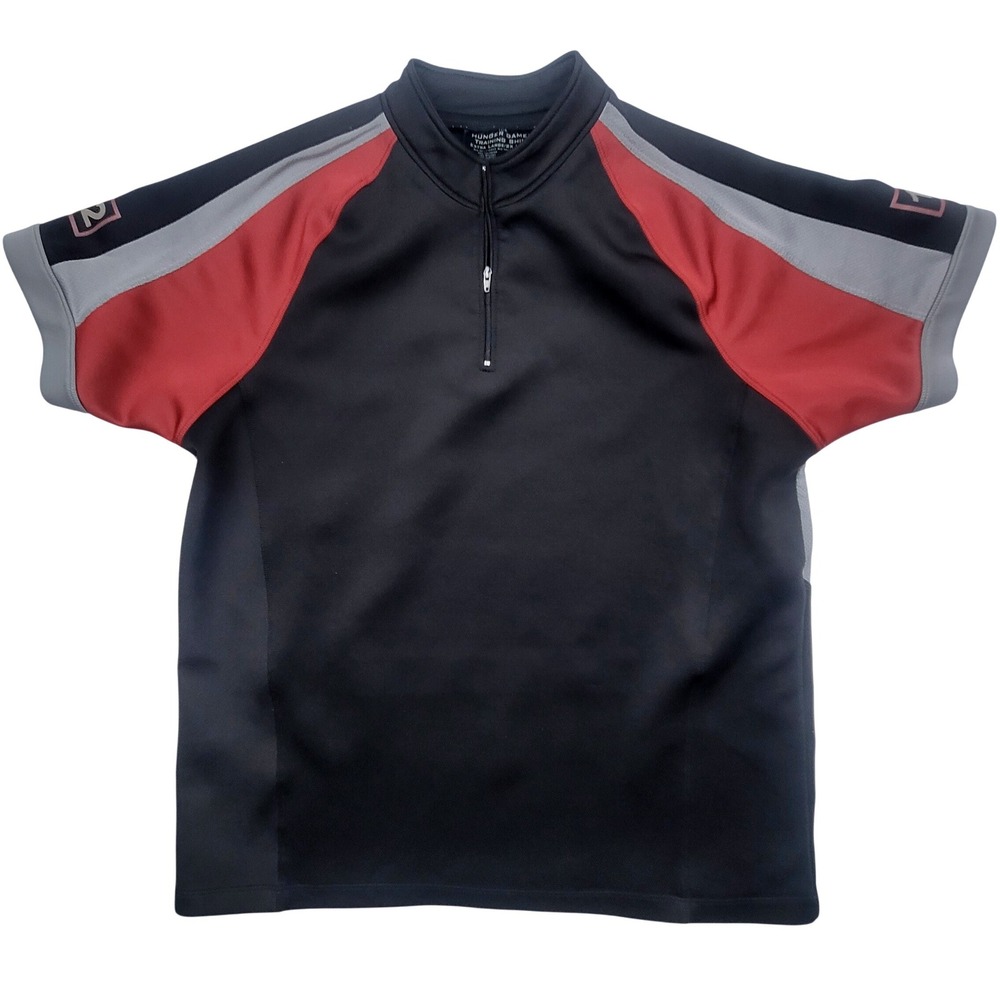 NECA The Hunger Games District 12 Training Shirt Mens XL/2XL Black Red 1/4 Zip